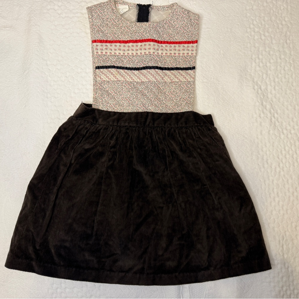 Vintage Quilted Corduroy Sears Little Girls Jumper Dress Size 5